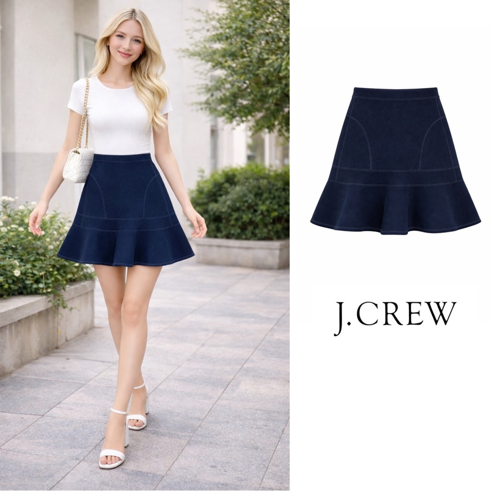J Crew Navy Surf Stretch Scuba Skirt